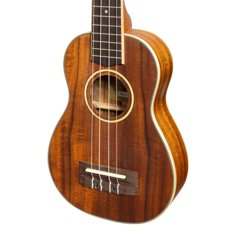 Tiki '3 Series' Koa Soprano Ukulele with Gig Bag (Natural Satin)-TKS-3-NST