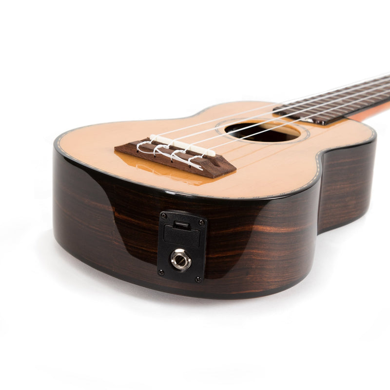 Tiki '22 Series' Spruce Solid Top Electric Soprano Ukulele with Hard Case (Natural Gloss)-TSS-22P-NGL
