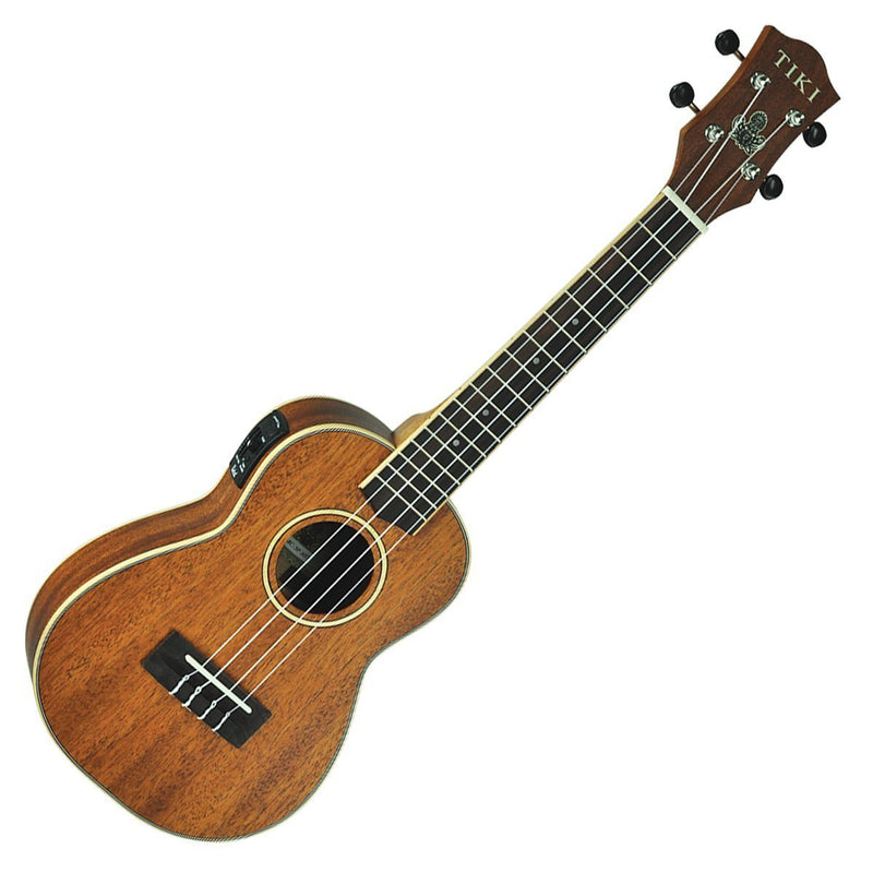 Tiki '5 Series' Mahogany Solid Top Electric Concert Ukulele with Hard Case (Natural Satin)-TMC-5P-NST