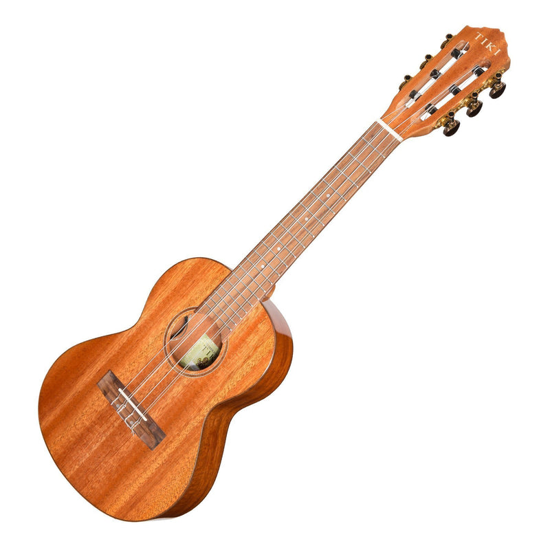 Tiki 6 String Mahogany Solid Top Electric Ukulele with Hard Case (Natural Gloss)-T6E/C-NGL