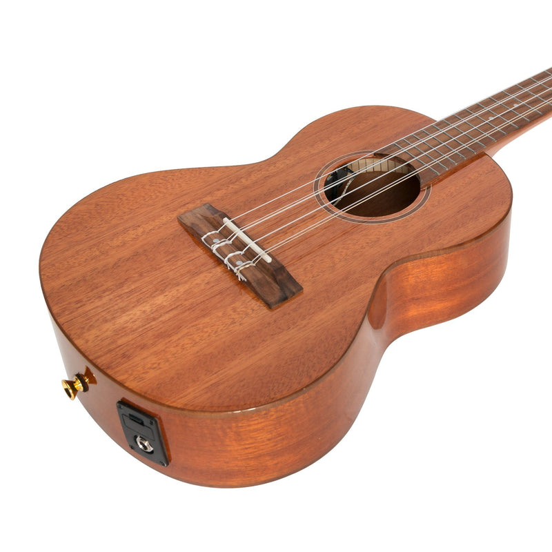 Tiki 6 String Mahogany Solid Top Electric Ukulele with Hard Case (Natural Gloss)-T6E/C-NGL