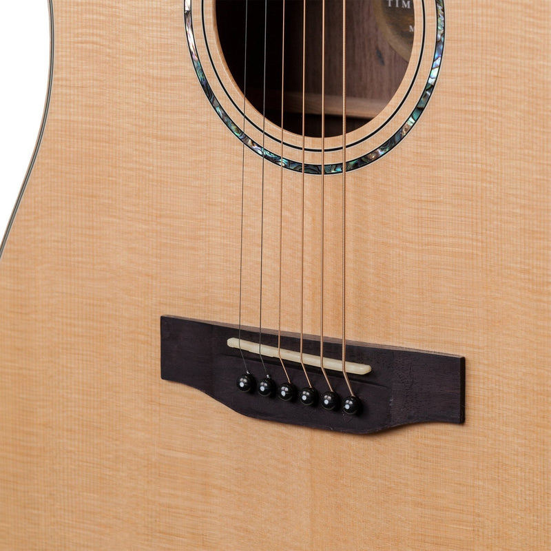 Timberidge '3 Series' Left Handed Spruce Solid Top Acoustic-Electric Small Body Cutaway Guitar (Natural Gloss)-TRFC-3L-NGL