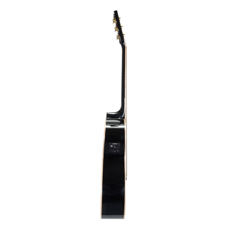 Timberidge '3 Series' Spruce Solid Top Acoustic-Electric Small Body Cutaway Guitar with 'Tree of Life' Inlay (Black Gloss)-TRFC-3T-BLK