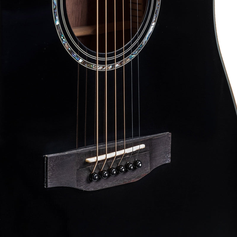 Timberidge '3 Series' Spruce Solid Top Acoustic-Electric Small Body Cutaway Guitar with 'Tree of Life' Inlay (Black Gloss)-TRFC-3T-BLK