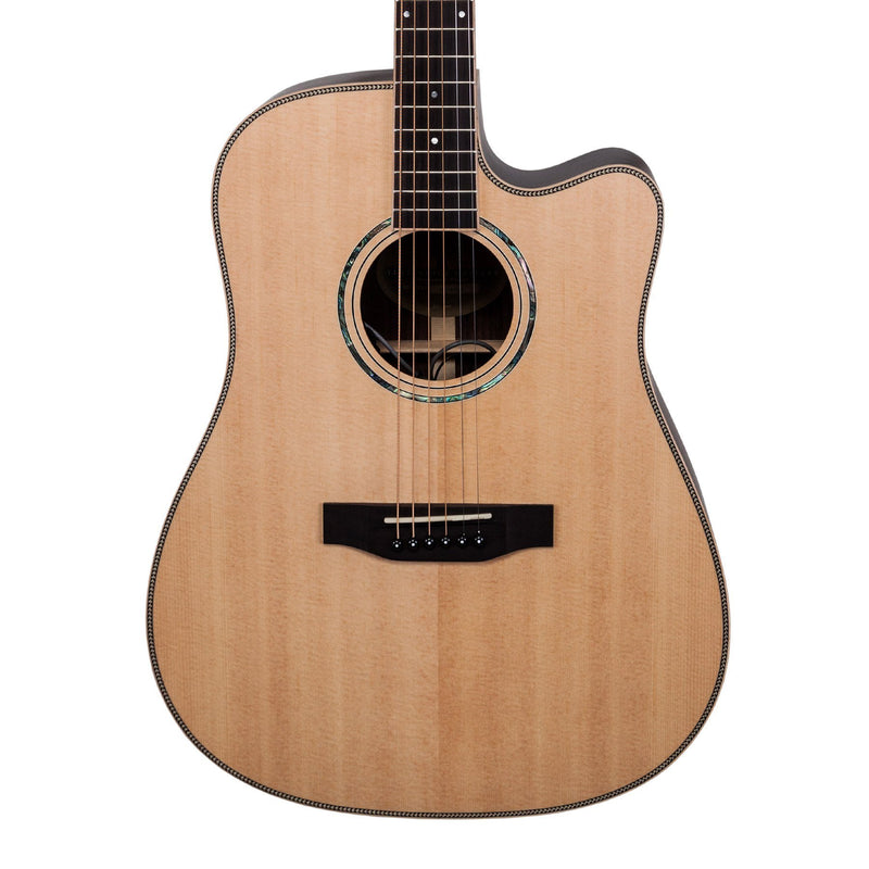 Timberidge '9 Series' Spruce Solid Top and Rosewood Solid Back & Sides Acoustic-Electric Dreadnought Cutaway Guitar (Natural Satin)-TRC-9-NST