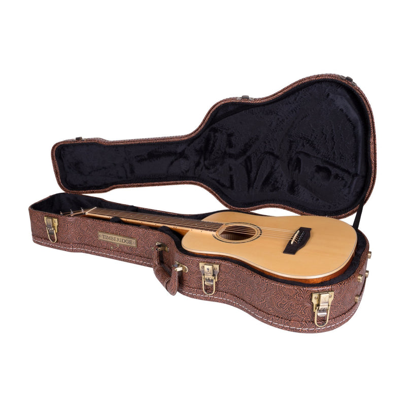 Timberidge Deluxe Shaped Mini Acoustic Guitar Hard Case (Paisley Brown)-TGC-M44T-PASBRN
