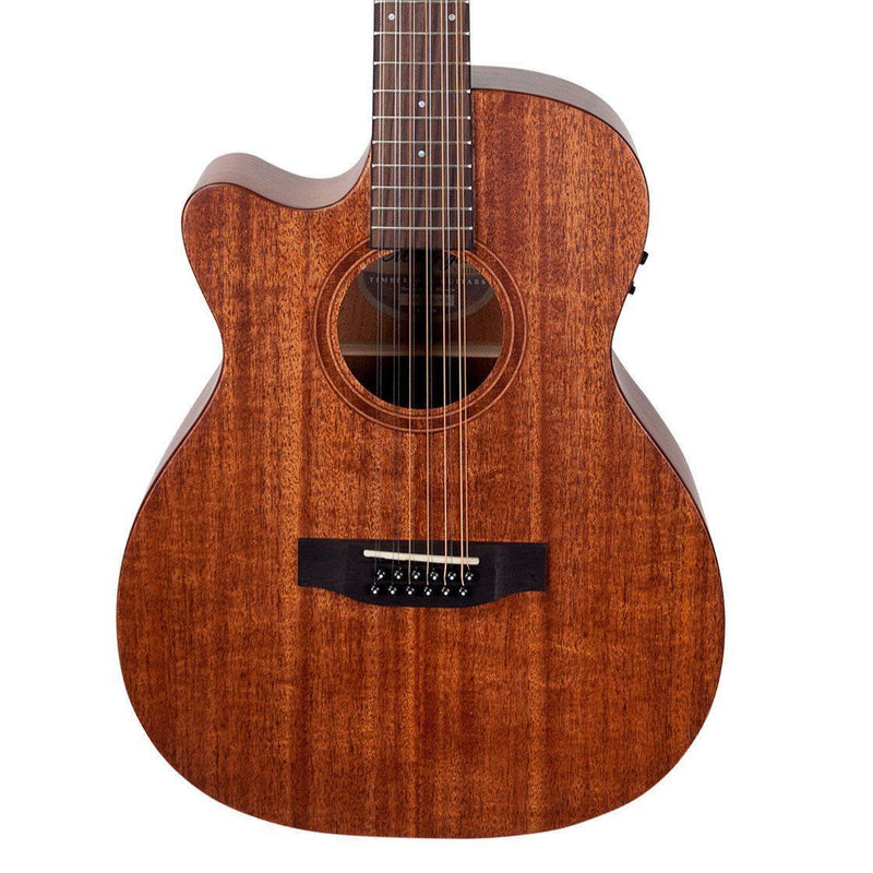 Timberidge 'Messenger Series' Left Handed 12-String Mahogany Solid Top Acoustic-Electric Small Body Cutaway Guitar (Natural Satin)-TRFC-MM12L-NST