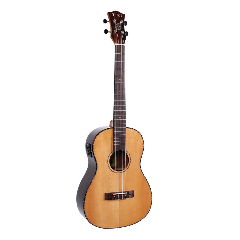 Tiki '22 Series' Spruce Solid Top Electric Baritone Ukulele with Hard Case (Natural Gloss)-TSB-22P-NGL