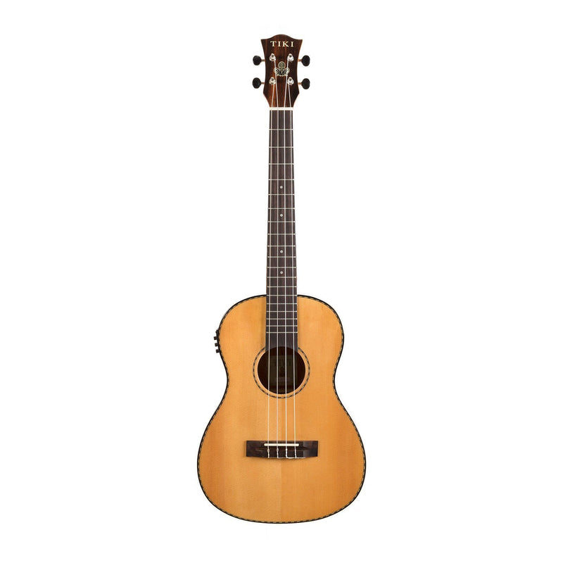 Tiki '22 Series' Spruce Solid Top Electric Baritone Ukulele with Hard Case (Natural Gloss)-TSB-22P-NGL