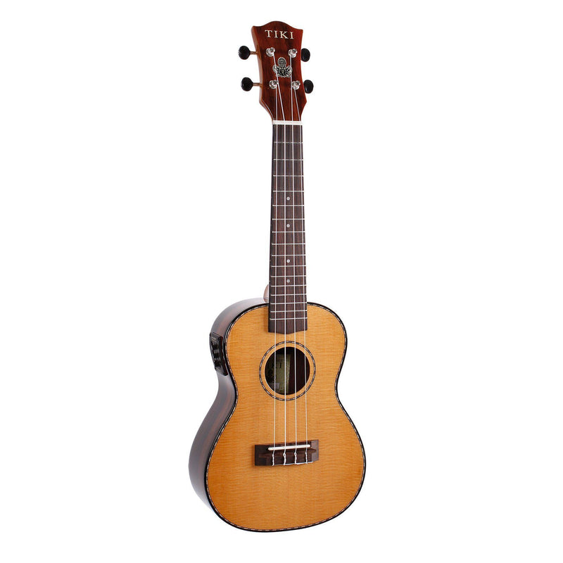 Tiki '22 Series' Spruce Solid Top Electric Concert Ukulele with Hard Case (Natural Gloss)-TSC-22P-NGL
