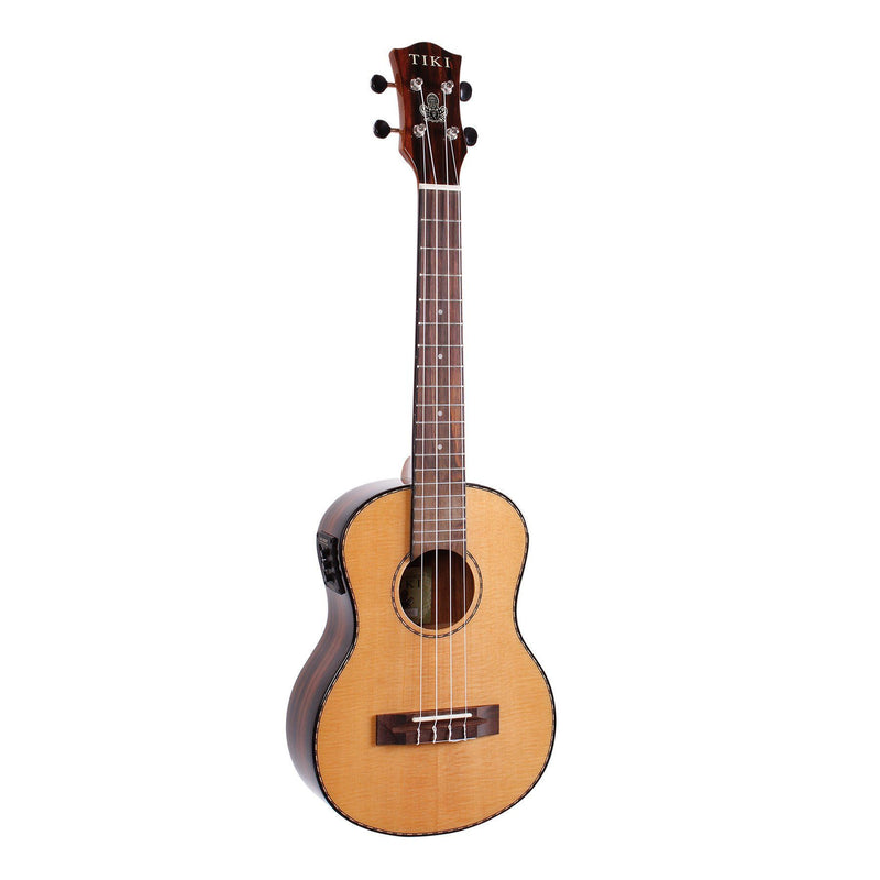Tiki '22 Series' Spruce Solid Top Electric Tenor Ukulele with Hard Case (Natural Gloss)-TST-22P-NGL