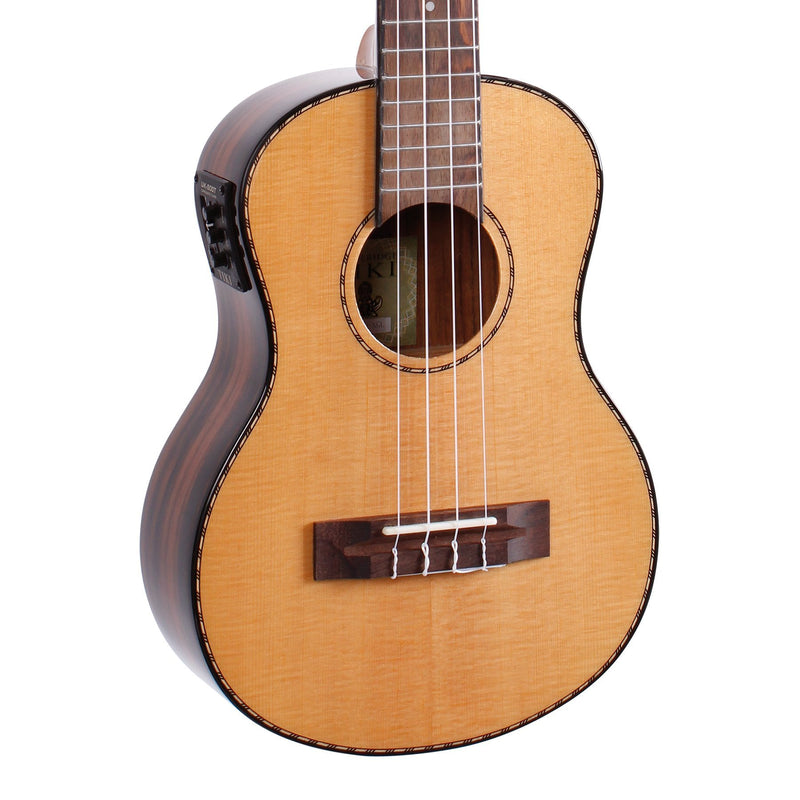 Tiki '22 Series' Spruce Solid Top Electric Tenor Ukulele with Hard Case (Natural Gloss)-TST-22P-NGL