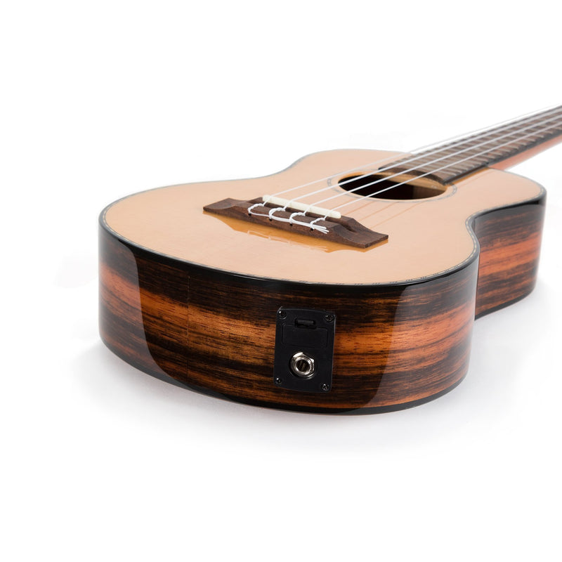 Tiki '22 Series' Spruce Solid Top Electric Tenor Ukulele with Hard Case (Natural Gloss)-TST-22P-NGL