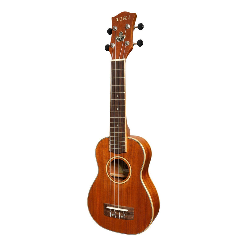 Tiki '5 Series' Mahogany Solid Top Soprano Ukulele with Hard Case (Natural Satin)-TMS-5-NST