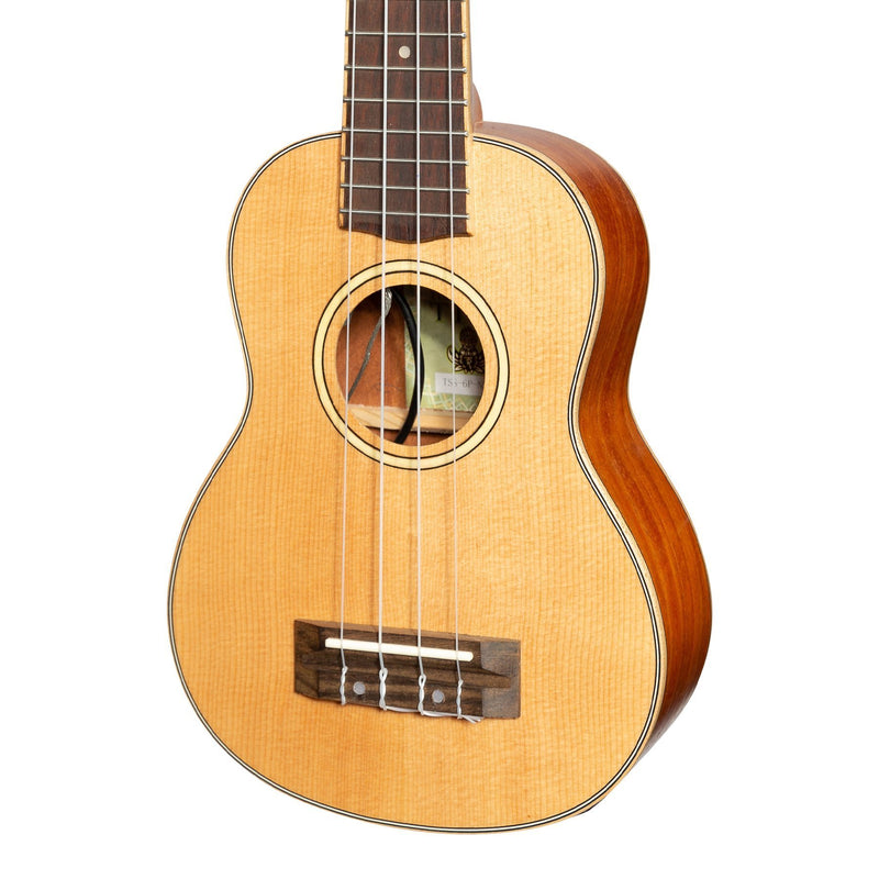 Tiki '6 Series' Spruce Solid Top Electric Soprano Ukulele with Hard Case (Natural Satin)-TSS-6P-NST