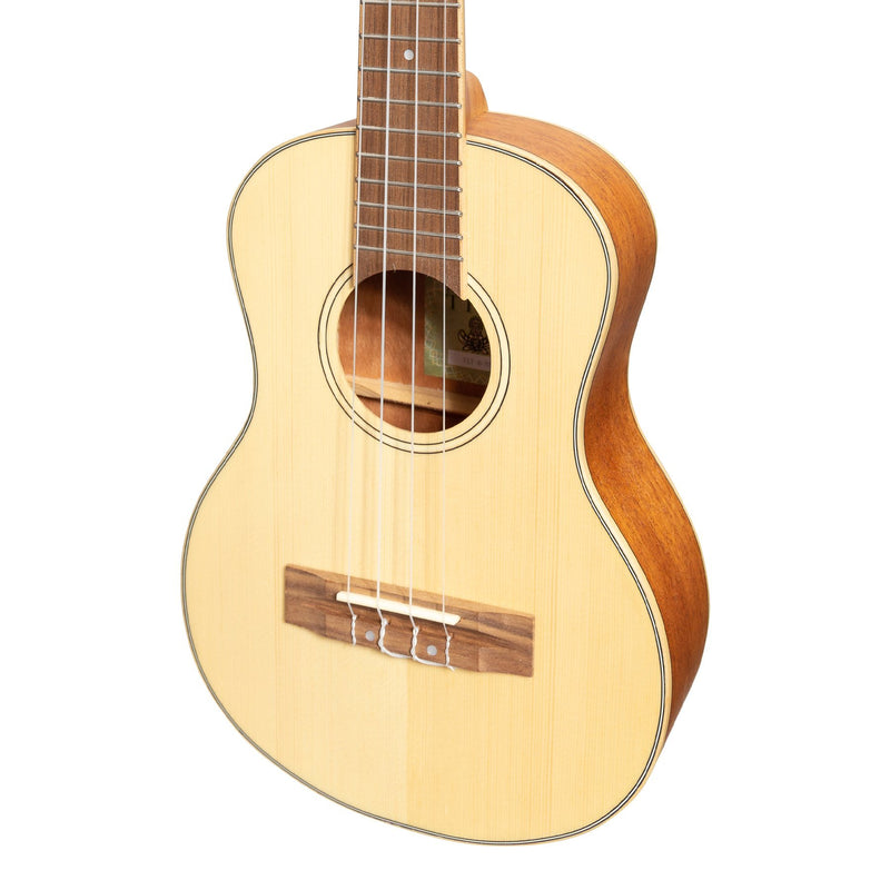 Tiki '6 Series' Spruce Solid Top Tenor Ukulele with Hard Case (Natural Satin)-TST-6-NST