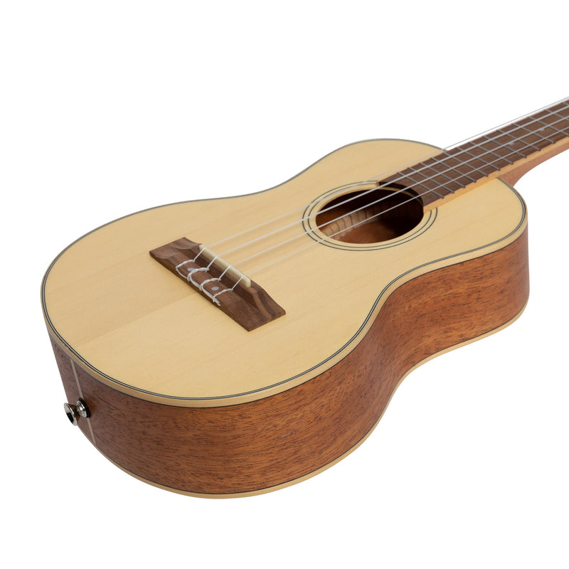 Tiki '6 Series' Spruce Solid Top Tenor Ukulele with Hard Case (Natural Satin)-TST-6-NST