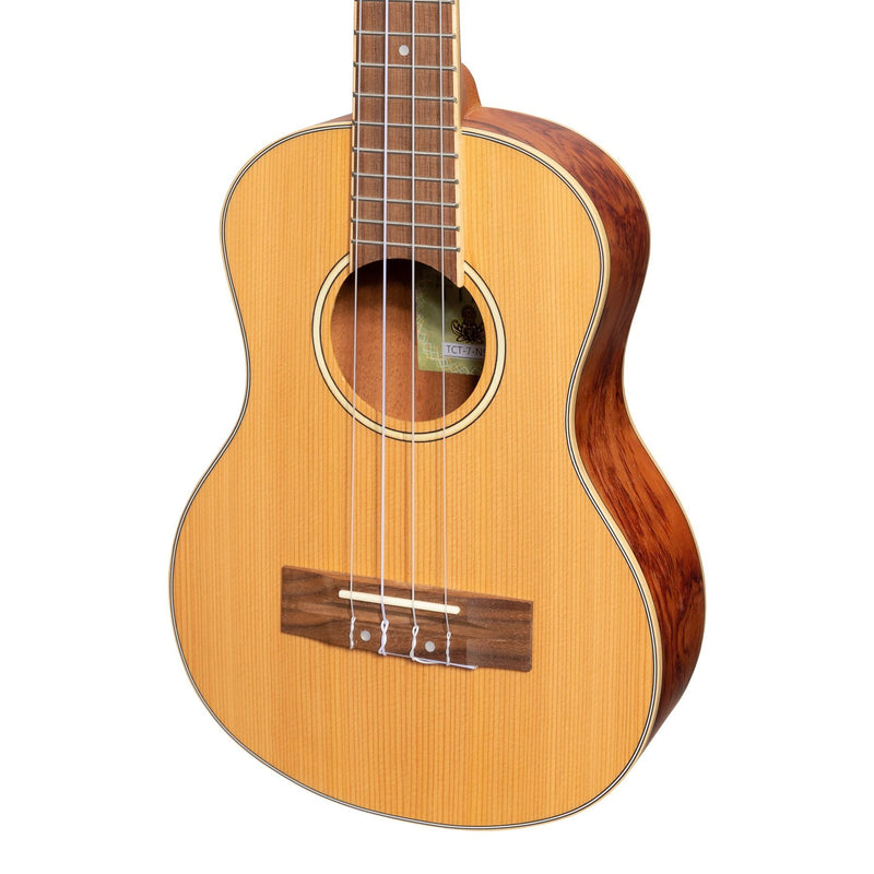 Tiki '7 Series' Cedar Solid Top Tenor Ukulele with Hard Case (Natural Satin)-TCT-7-NST