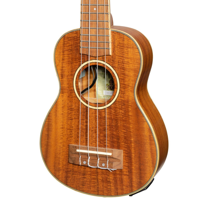 Tiki '9 Series' Koa Solid Top Electric Soprano Ukulele with Hard Case (Natural Satin)-TKS-9P-NST