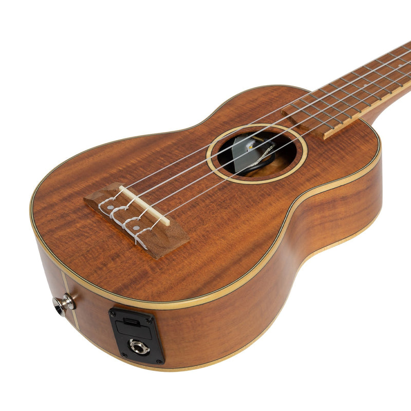 Tiki '9 Series' Koa Solid Top Electric Soprano Ukulele with Hard Case (Natural Satin)-TKS-9P-NST