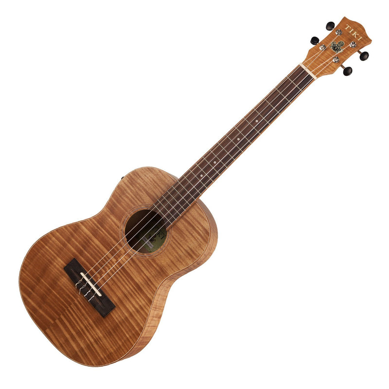 Tiki '2 Series' Mahogany Flame Top Baritone Electric Ukulele with Gig Bag (Natural Satin)-TFMB-2P-NST