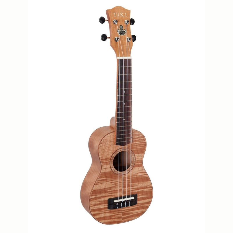 Tiki '2 Series' Mahogany Flame Top Soprano Ukulele with Gig Bag (Natural Satin)-TFMS-2-NST