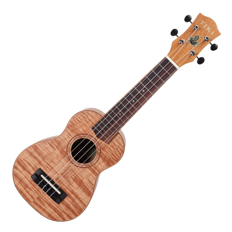 Tiki '2 Series' Mahogany Flame Top Soprano Ukulele with Gig Bag (Natural Satin)-TFMS-2-NST