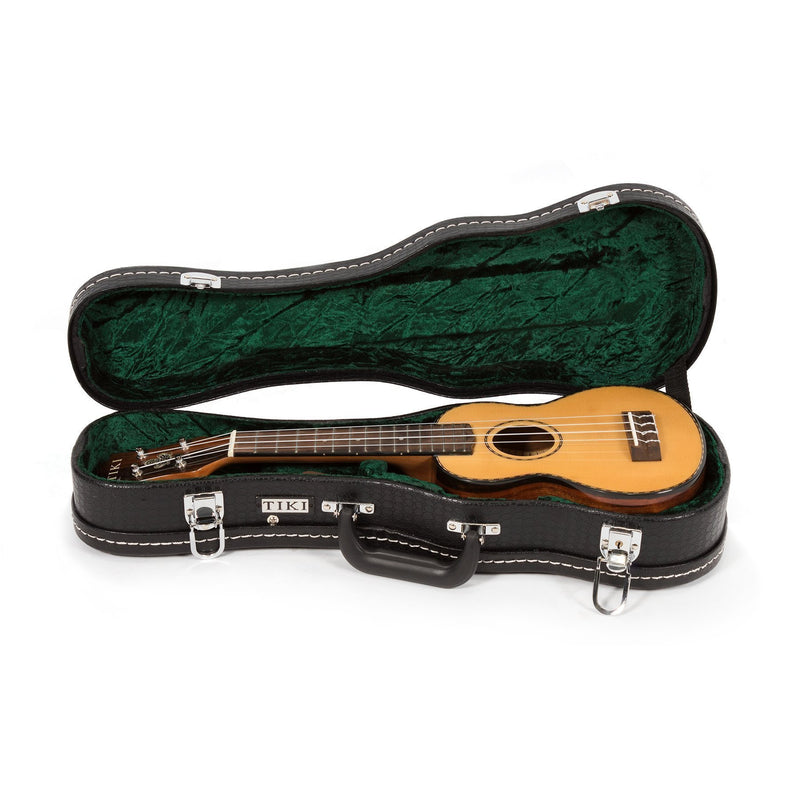 Tiki '22 Series' Spruce Solid Top Soprano Ukulele with Hard Case (Natural Gloss)-TSS-22-NGL