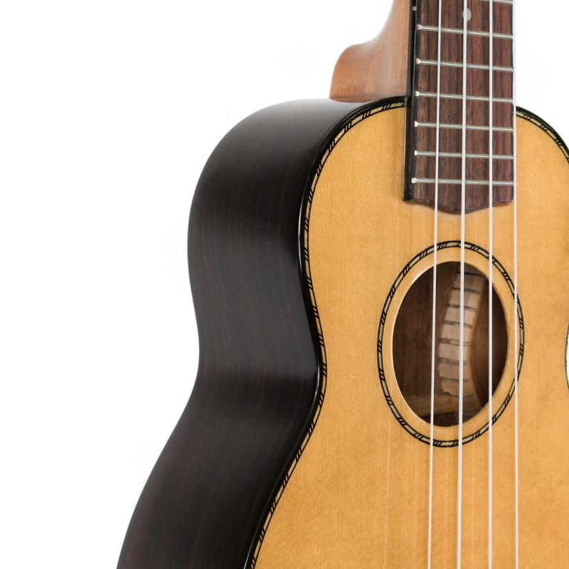 Tiki '22 Series' Spruce Solid Top Soprano Ukulele with Hard Case (Natural Gloss)-TSS-22-NGL