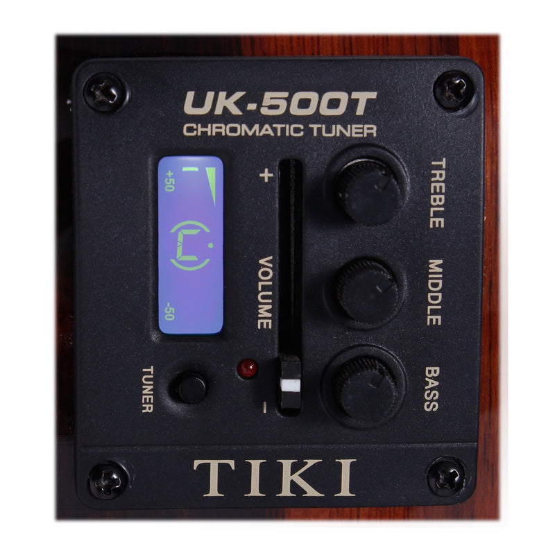 Tiki '4 Series' Daowood Electric Baritone Ukulele with Gig Bag (Natural Satin)-TDB-4P-NST
