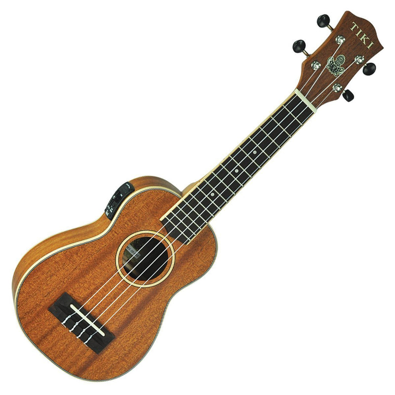 Tiki '5 Series' Mahogany Solid Top Electric Soprano Ukulele with Hard Case (Natural Satin)-TMS-5P-NST