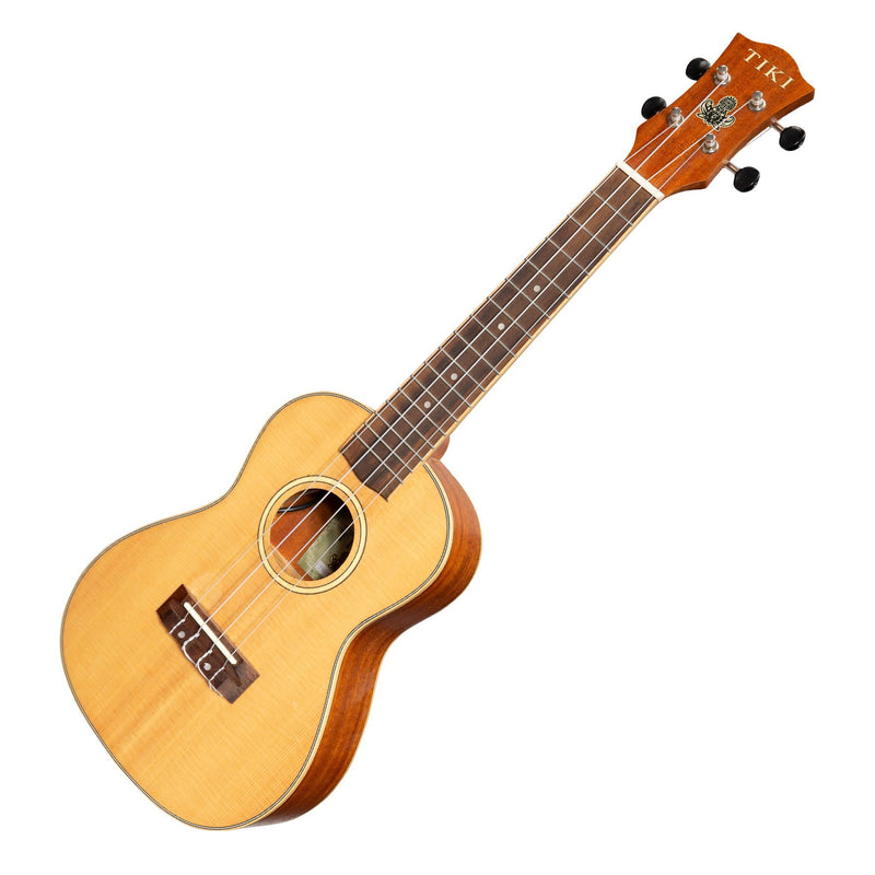 Tiki '6 Series' Spruce Solid Top Electric Concert Ukulele with Hard Case (Natural Satin)-TSC-6P-NST