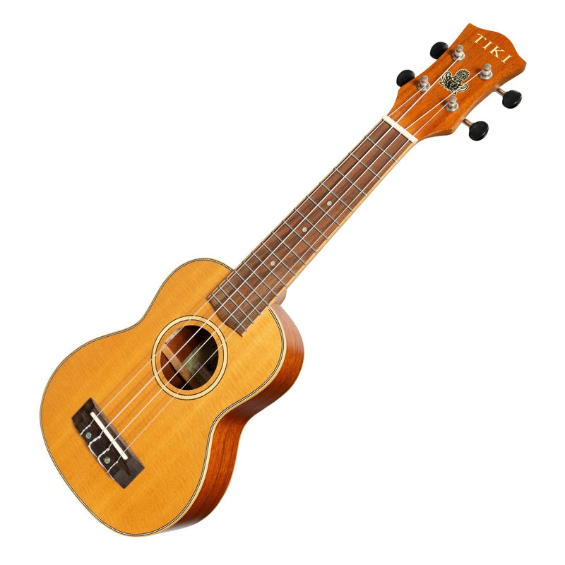 Tiki '6 Series' Spruce Solid Top Soprano Ukulele with Hard Case (Natural Satin)-TSS-6-NST