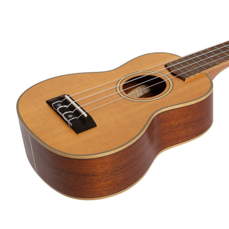 Tiki '6 Series' Spruce Solid Top Soprano Ukulele with Hard Case (Natural Satin)-TSS-6-NST