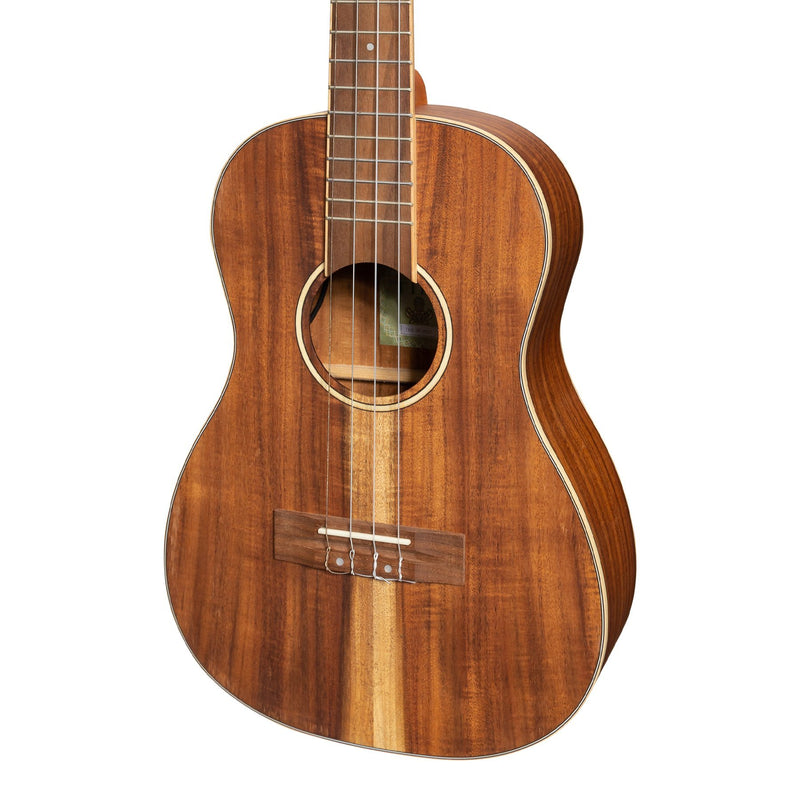 Tiki '9 Series' Koa Solid Top Electric Baritone Ukulele with Hard Case (Natural Satin)-TKB-9P-NST