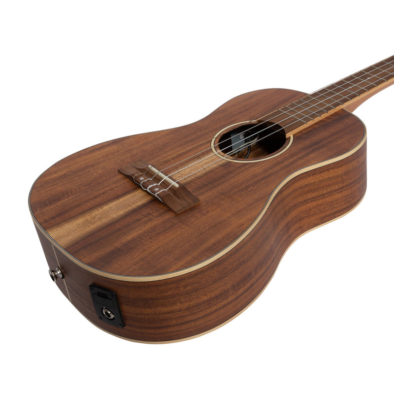 Tiki '9 Series' Koa Solid Top Electric Baritone Ukulele with Hard Case (Natural Satin)-TKB-9P-NST