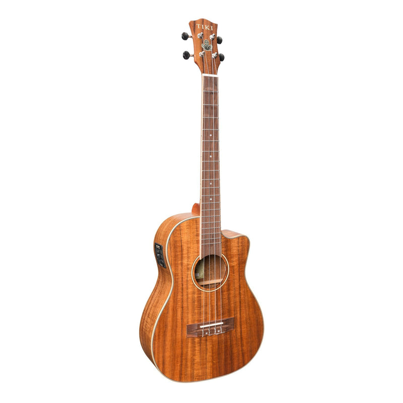 Tiki '9 Series' Koa Solid Top Electric Cutaway Baritone Ukulele with Hard Case (Natural Satin)-TKB-9CP-NST