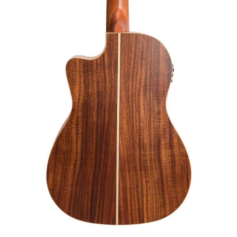 Tiki '9 Series' Koa Solid Top Electric Cutaway Baritone Ukulele with Hard Case (Natural Satin)-TKB-9CP-NST