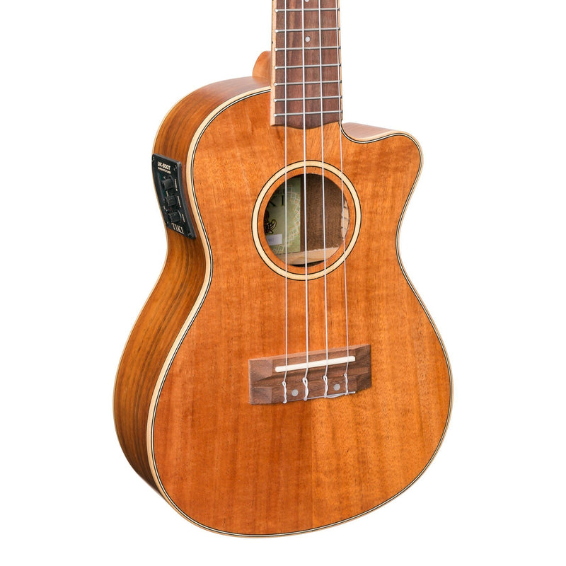 Tiki '9 Series' Koa Solid Top Electric Cutaway Concert Ukulele with Hard Case (Natural Satin)-TKC-9CP-NST