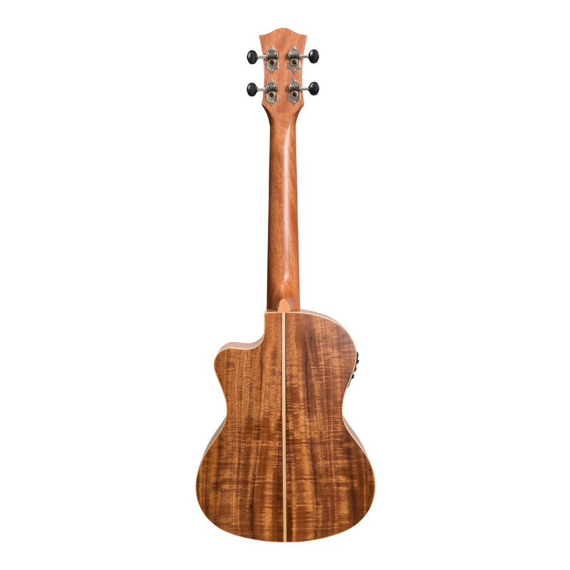 Tiki '9 Series' Koa Solid Top Electric Cutaway Tenor Ukulele with Hard Case (Natural Satin)-TKT-9CP-NST