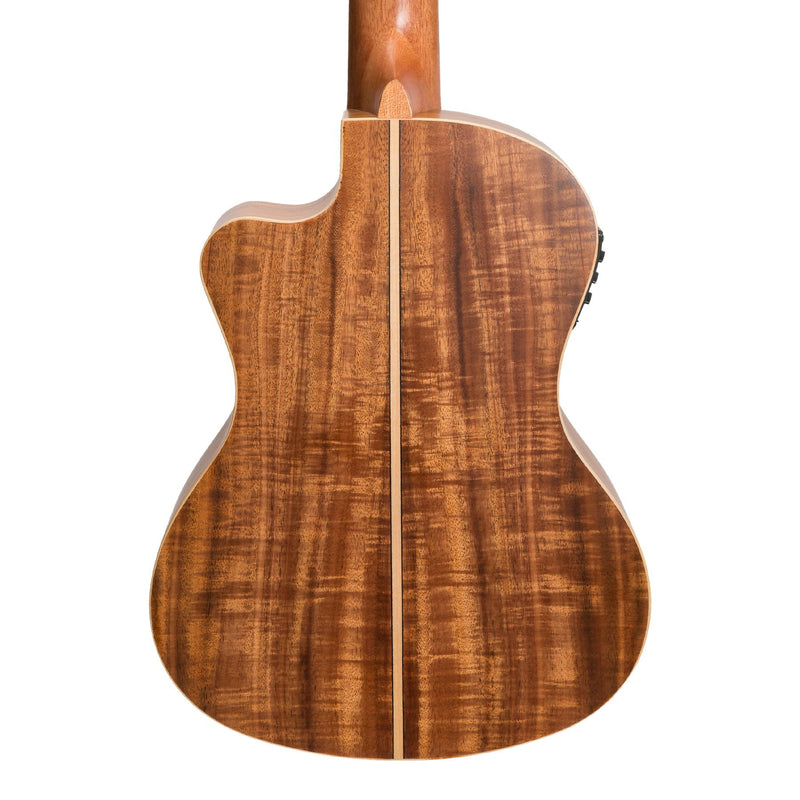 Tiki '9 Series' Koa Solid Top Electric Cutaway Tenor Ukulele with Hard Case (Natural Satin)-TKT-9CP-NST