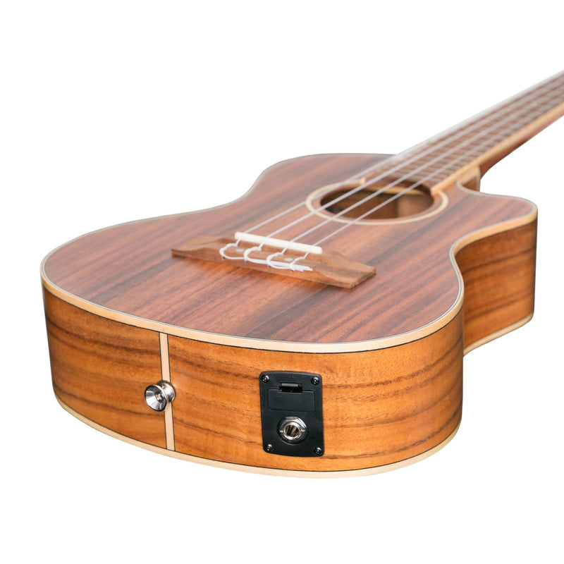 Tiki '9 Series' Koa Solid Top Electric Cutaway Tenor Ukulele with Hard Case (Natural Satin)-TKT-9CP-NST