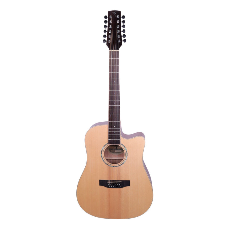 Timberidge '1 Series' 12-String Spruce Solid Top Acoustic-Electric Dreadnought Cutaway Guitar (Natural Satin)-TRC-112-NST