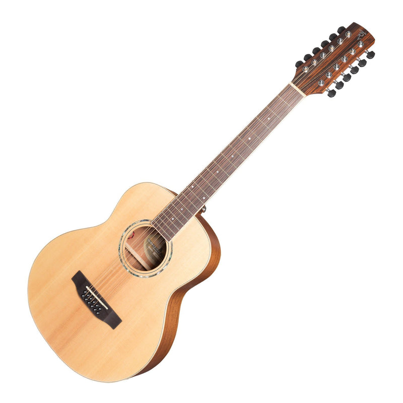 Timberidge '1 Series' 12-String Spruce Solid Top Acoustic-Electric TS-Mini Guitar (Natural Satin)-TRT-112-NST