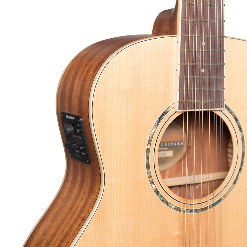 Timberidge '1 Series' 12-String Spruce Solid Top Acoustic-Electric TS-Mini Guitar (Natural Satin)-TRT-112-NST