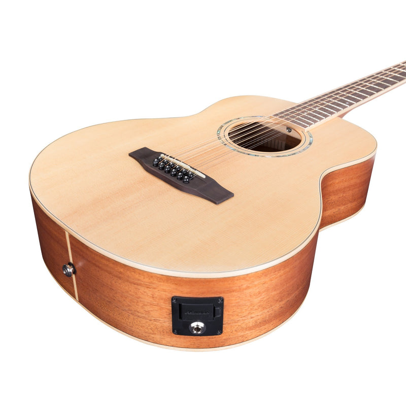 Timberidge '1 Series' 12-String Spruce Solid Top Acoustic-Electric TS-Mini Guitar (Natural Satin)-TRT-112-NST