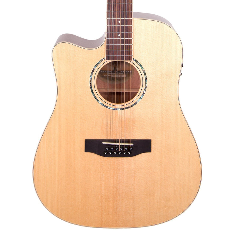 Timberidge '1 Series' Left Handed 12-String Spruce Solid Top Acoustic-Electric Dreadnought Guitar (Natural Gloss)-TRC-112L-NGL