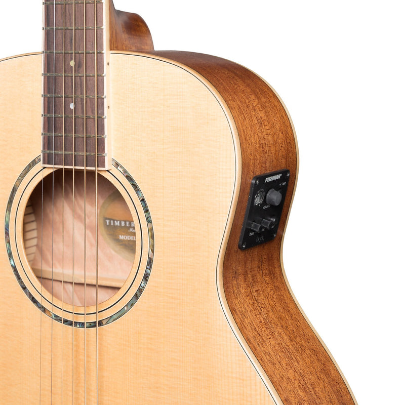 Timberidge '1 Series' Left Handed Solid Top Acoustic-Electric TS-Mini Guitar (Natural Satin)-TRT-1L-NST