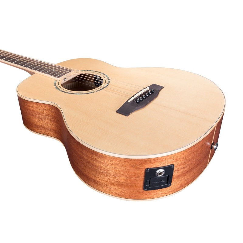 Timberidge '1 Series' Left Handed Solid Top Acoustic-Electric TS-Mini Guitar (Natural Satin)-TRT-1L-NST