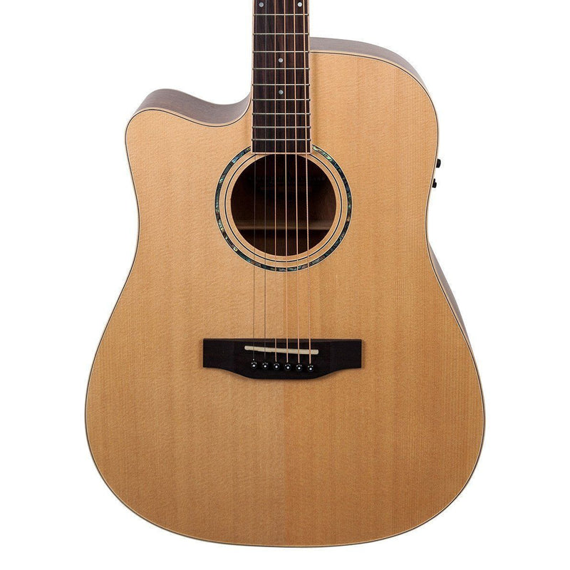 Timberidge '1 Series' Left Handed Spruce Solid Top Acoustic-Electric Dreadnought Cutaway Guitar (Natural Satin)-TRC-1L-NST